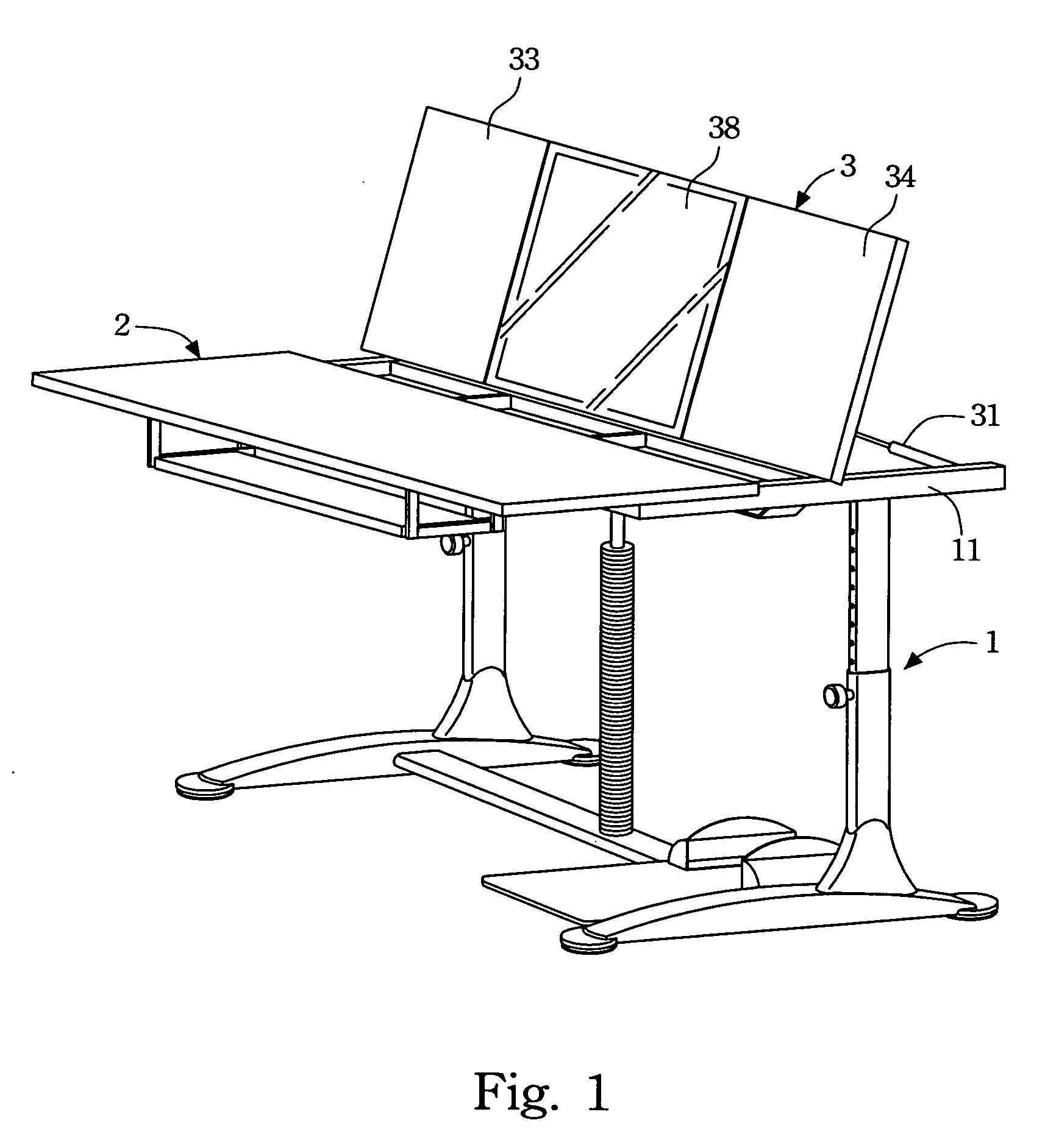 Dual functional desk with tilt-adjustable tops