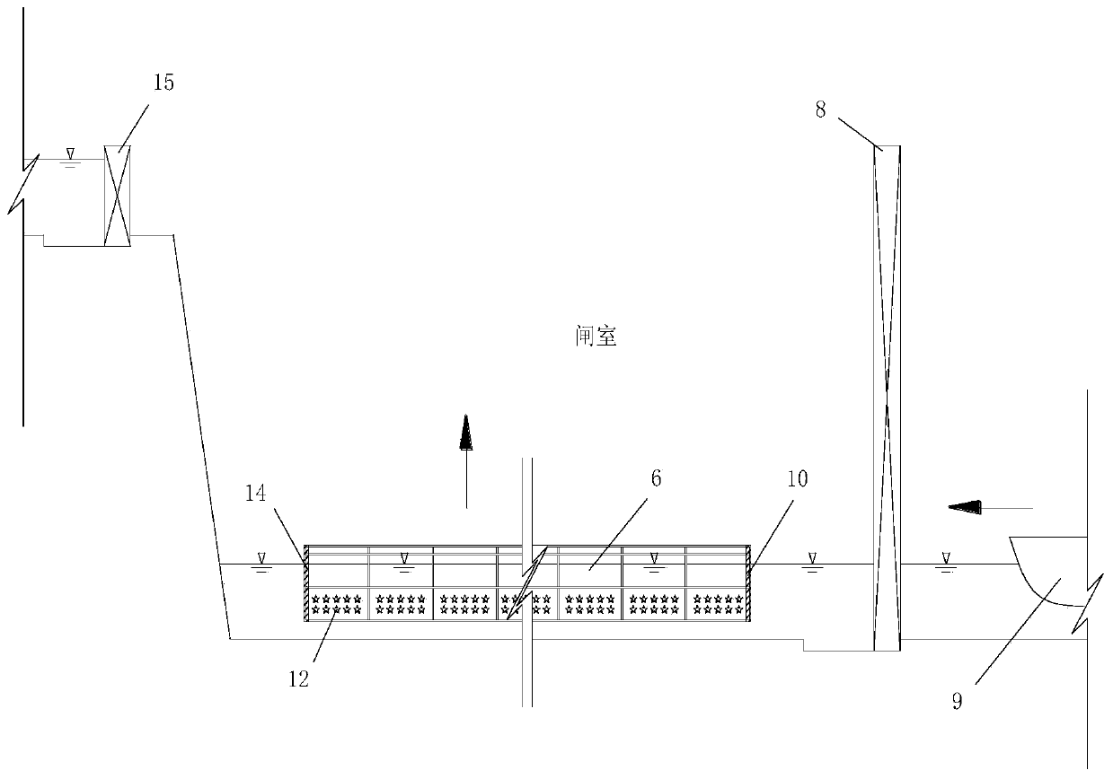 Three-stage energy dissipation ship chamber nested in ship lock chamber and ship lockage method