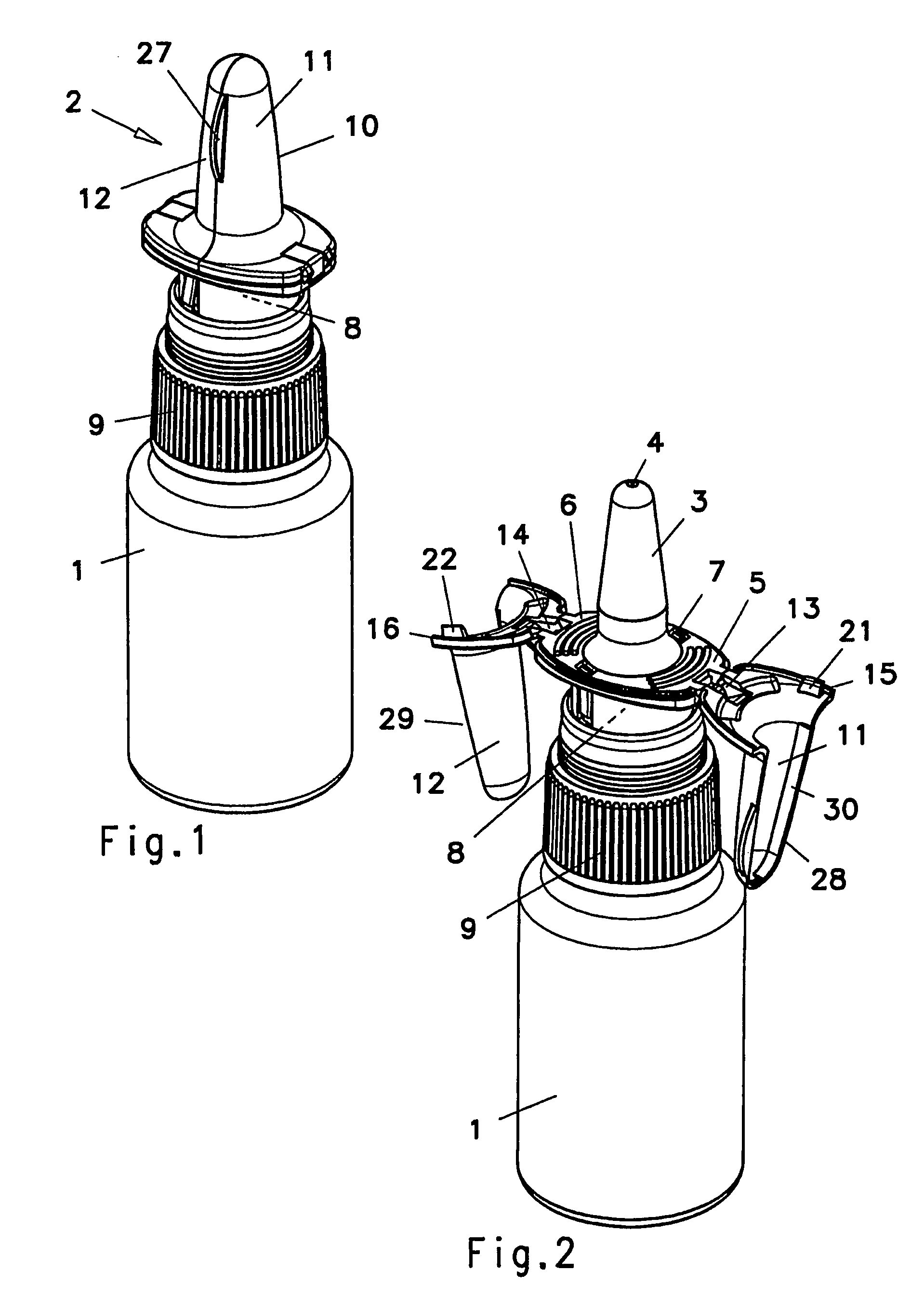Manually operated dispenser comprising a protective cap