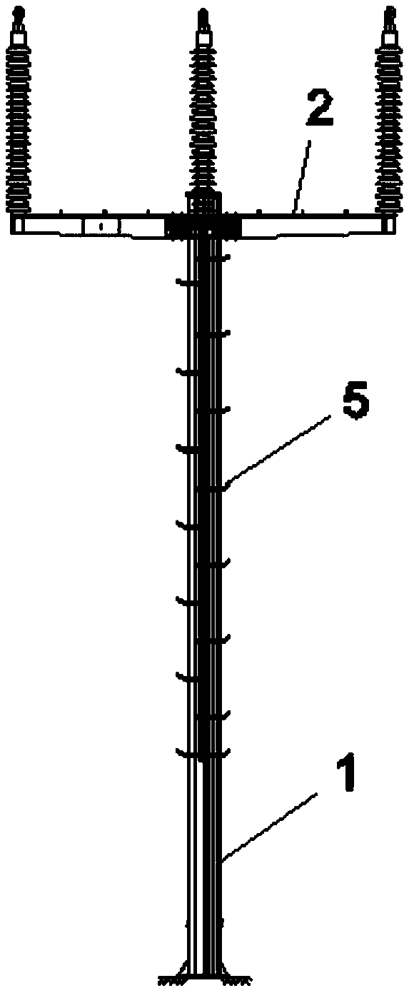 Cable leading-down facility for established double-circuit strain tower