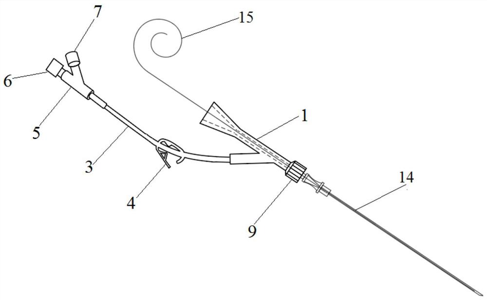 Multifunctional puncture guide wire leading-in device