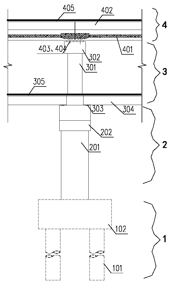 Rail traffic three-layer single-column assembly type overhead station