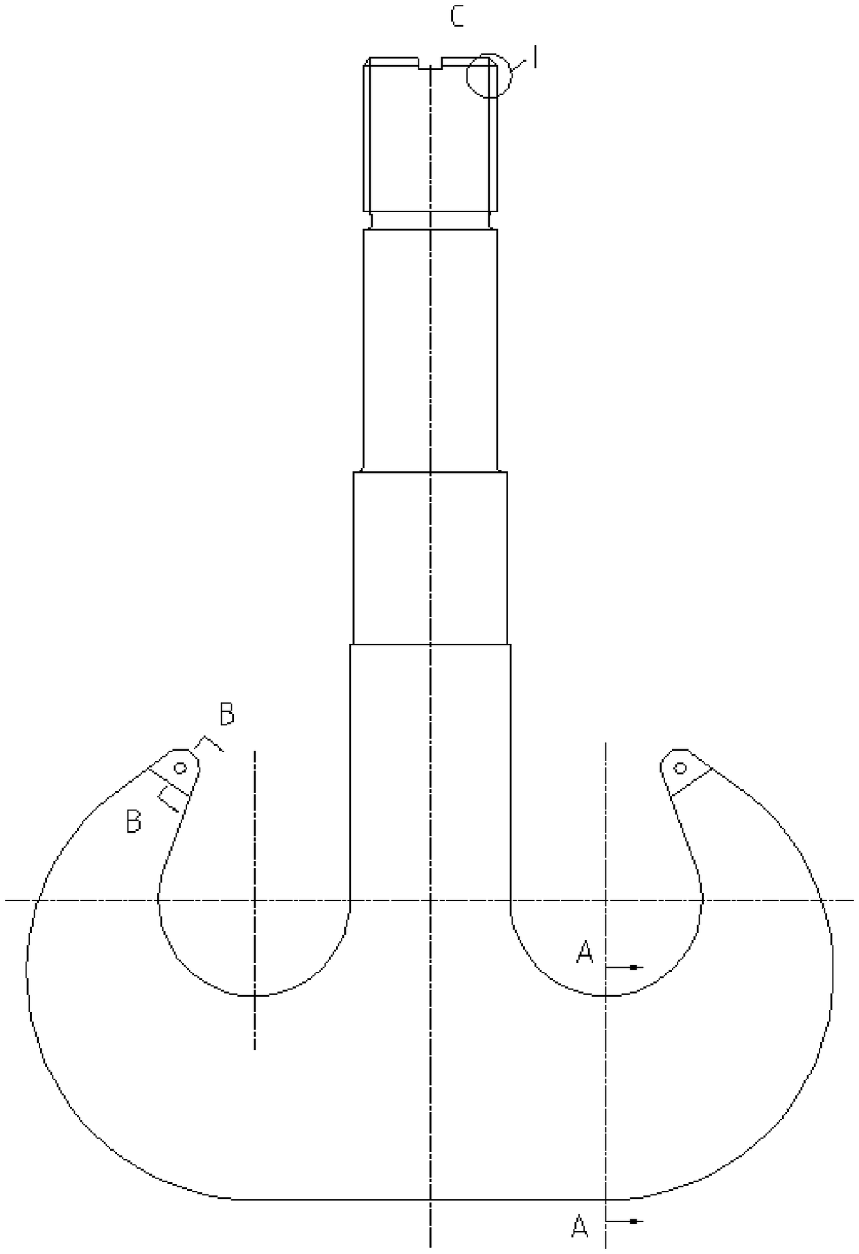 Machining process method of large forge piece lifting hook