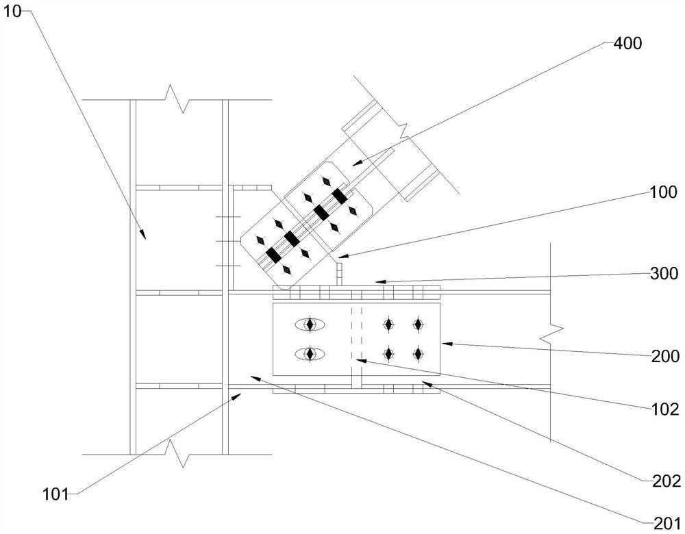 Novel rotary connection joint unit of assembly type buckling-restrained brace steel frame structure