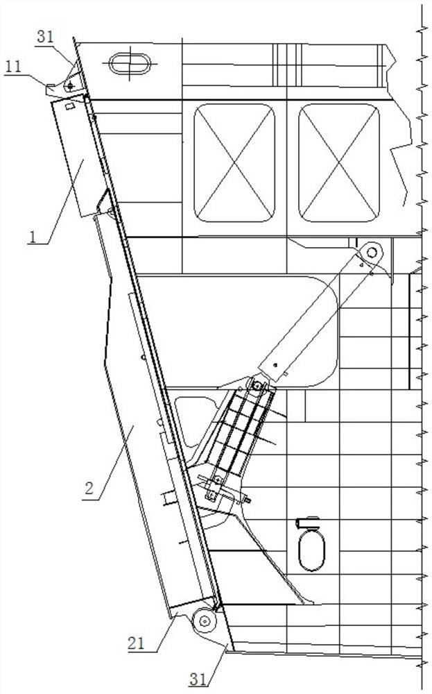 A positioning method for rubber groove brackets used for stern ramps of large ships