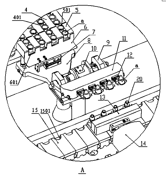 Overturning stopper adding and capping device for linear plastic bottle filling sealing machine