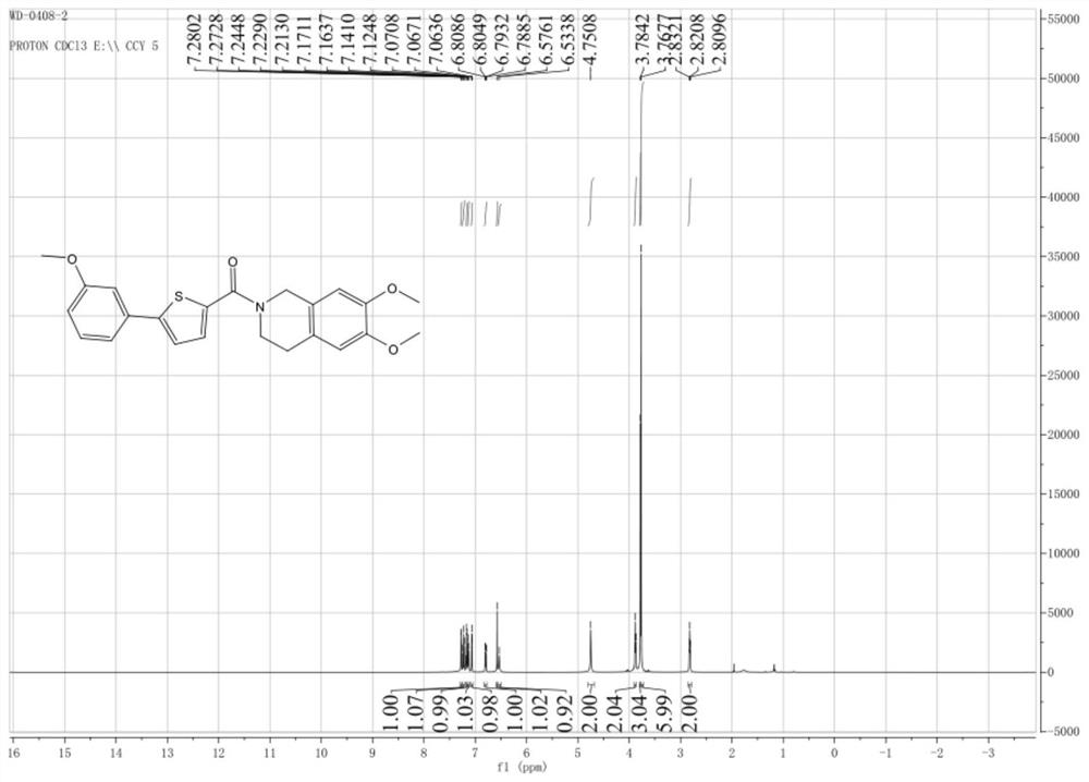 Thiophene 2, 5-disubstituted-tetrahydroisoquinoline compound and preparation and application thereof