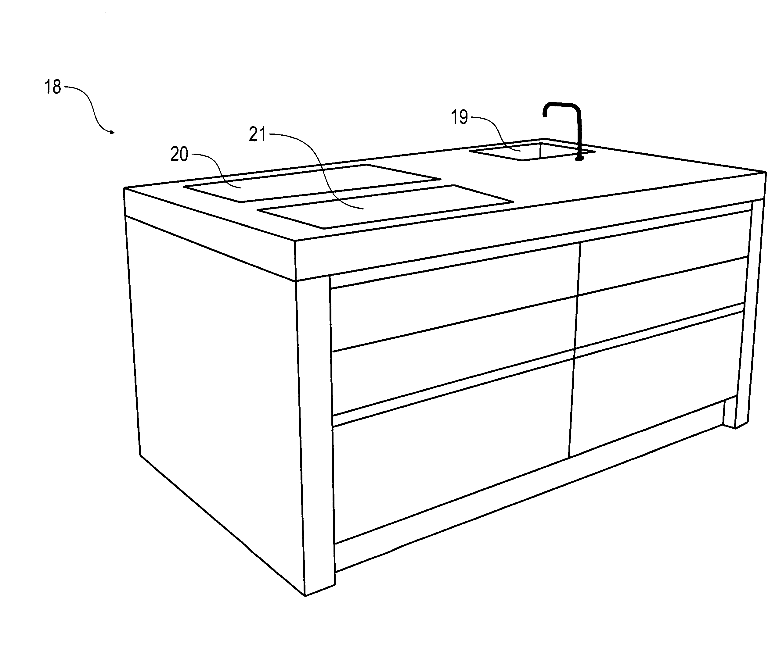 Appliance, particularly kitchen appliance or laboratory table and deodorant device
