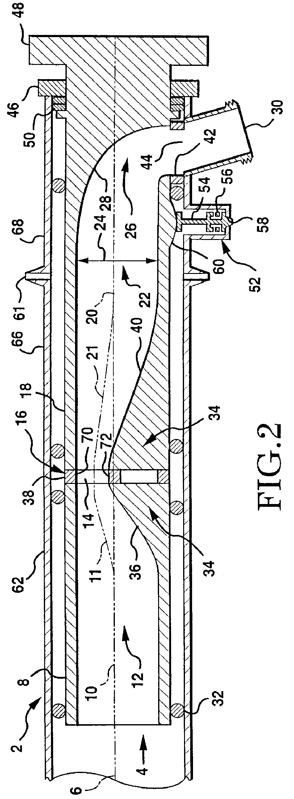 Flow, split Venturi, axially-rotated valve