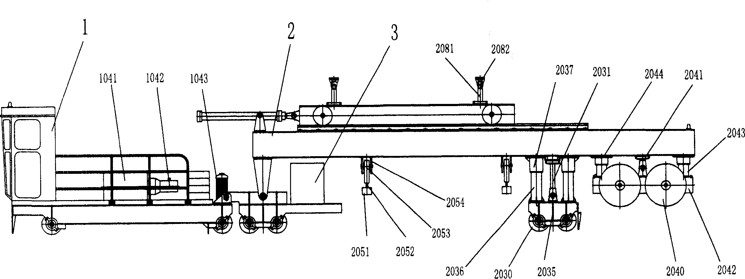 Tunnel pipe transporting mounting vehicle