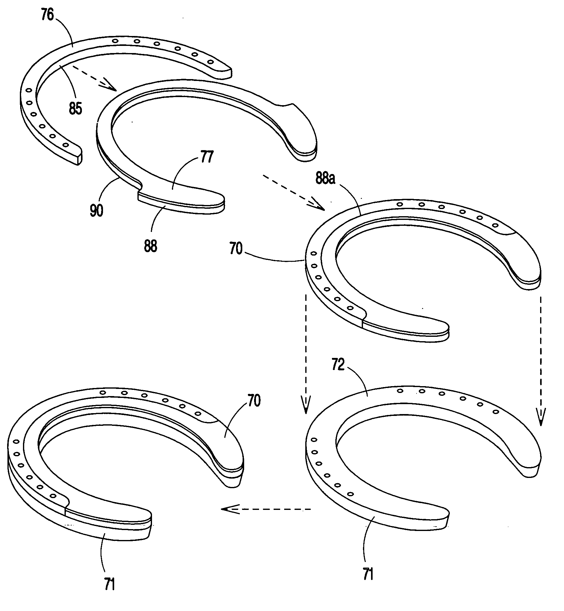Horseshoe impact pad and method