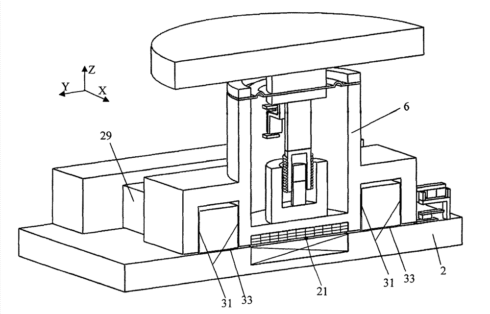 Magnetic suspension planar-drive positioning vibration isolator with coplanar air floatation orthogonal decoupling function and angular decoupling function by aid of flexible membrane