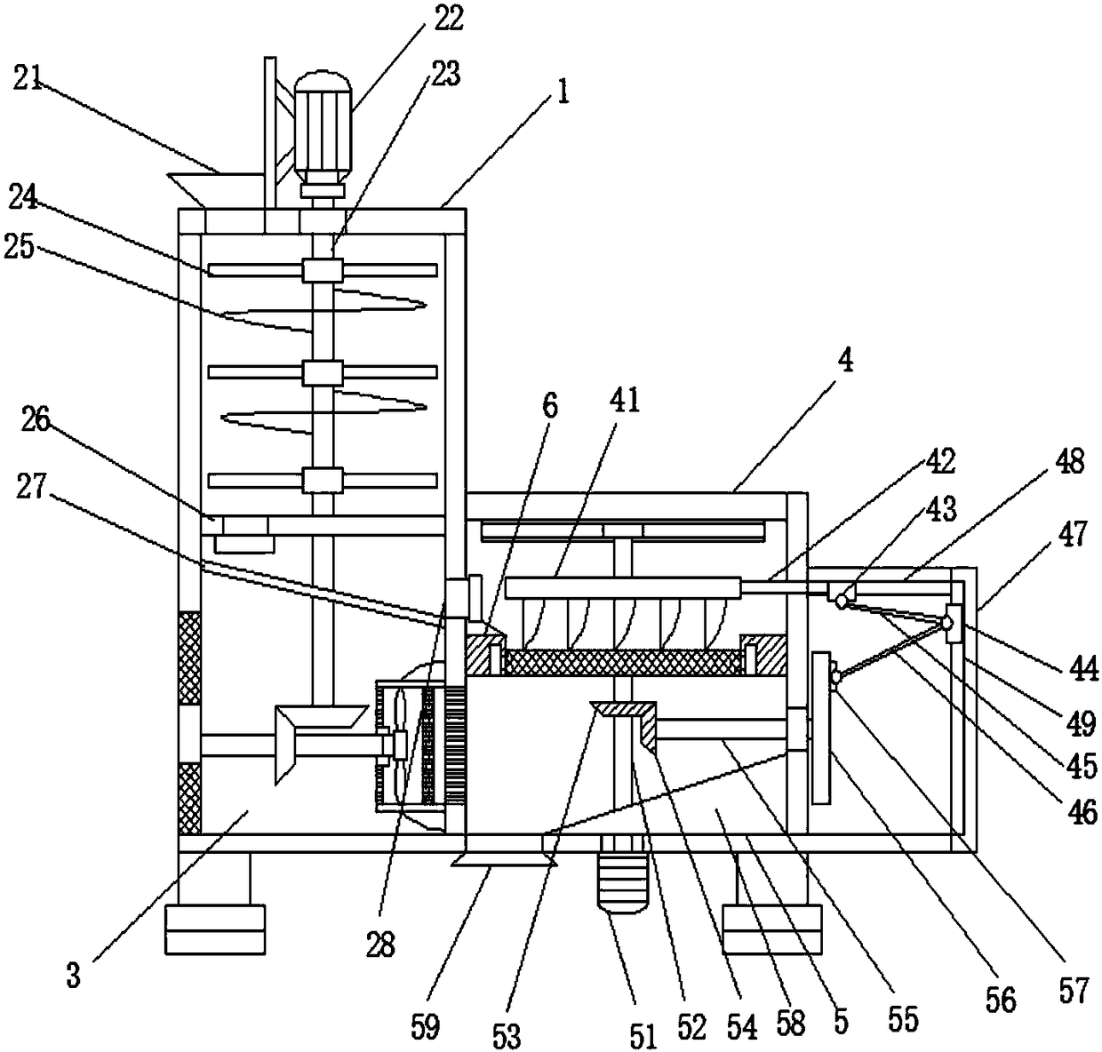 Multiple-cutting device used for feed processing