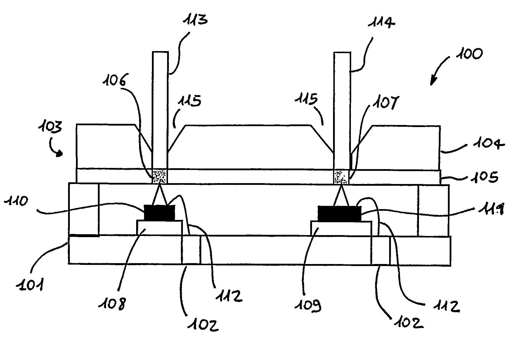 Coupling structure for optical fibres and process for making it