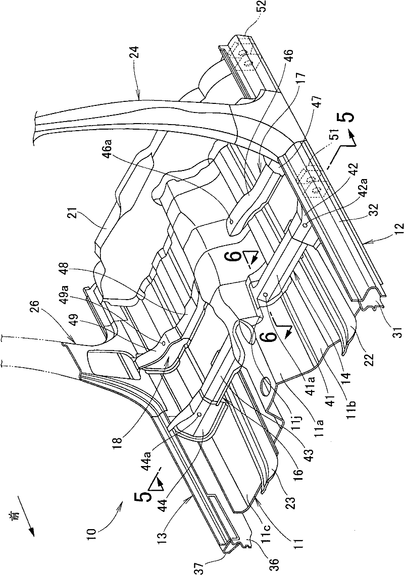 Floor structure for vehicle body