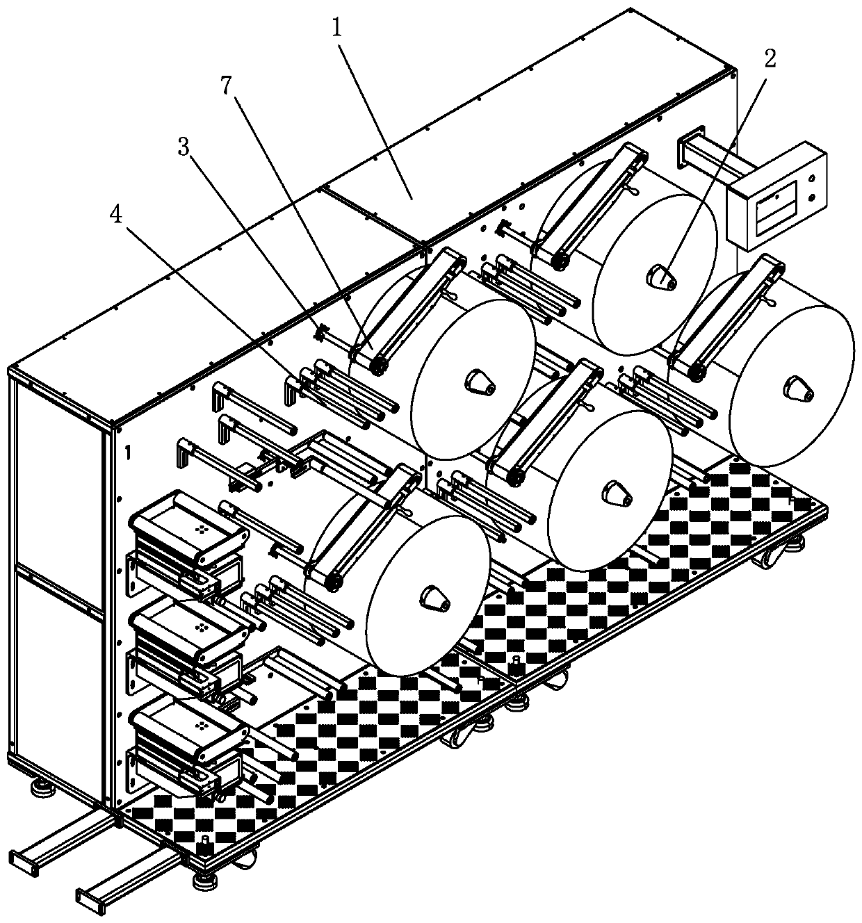 Constant tension conveying mechanism of material unit