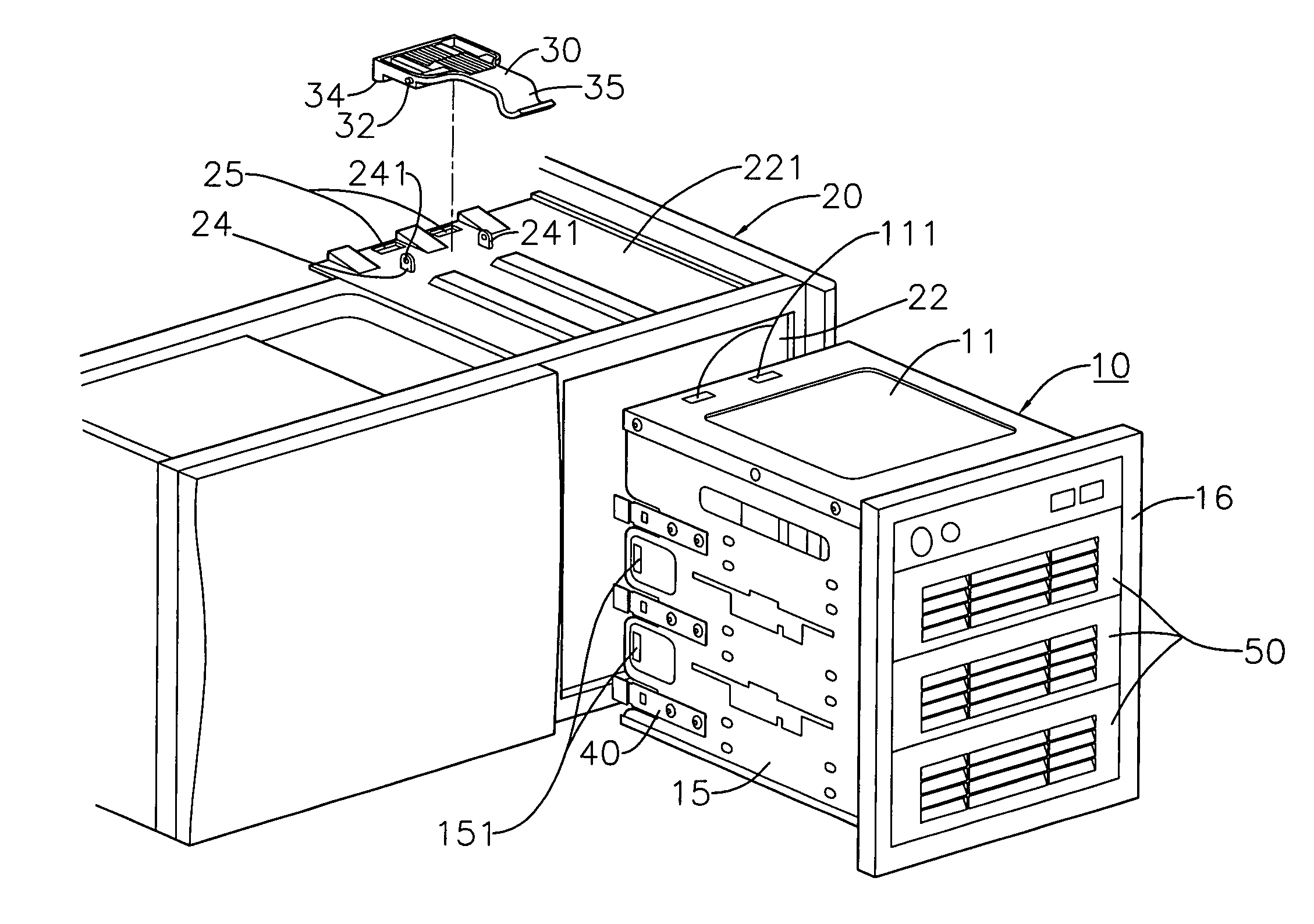 Block-shape container which can be assembled into and disassembled from a computer casing