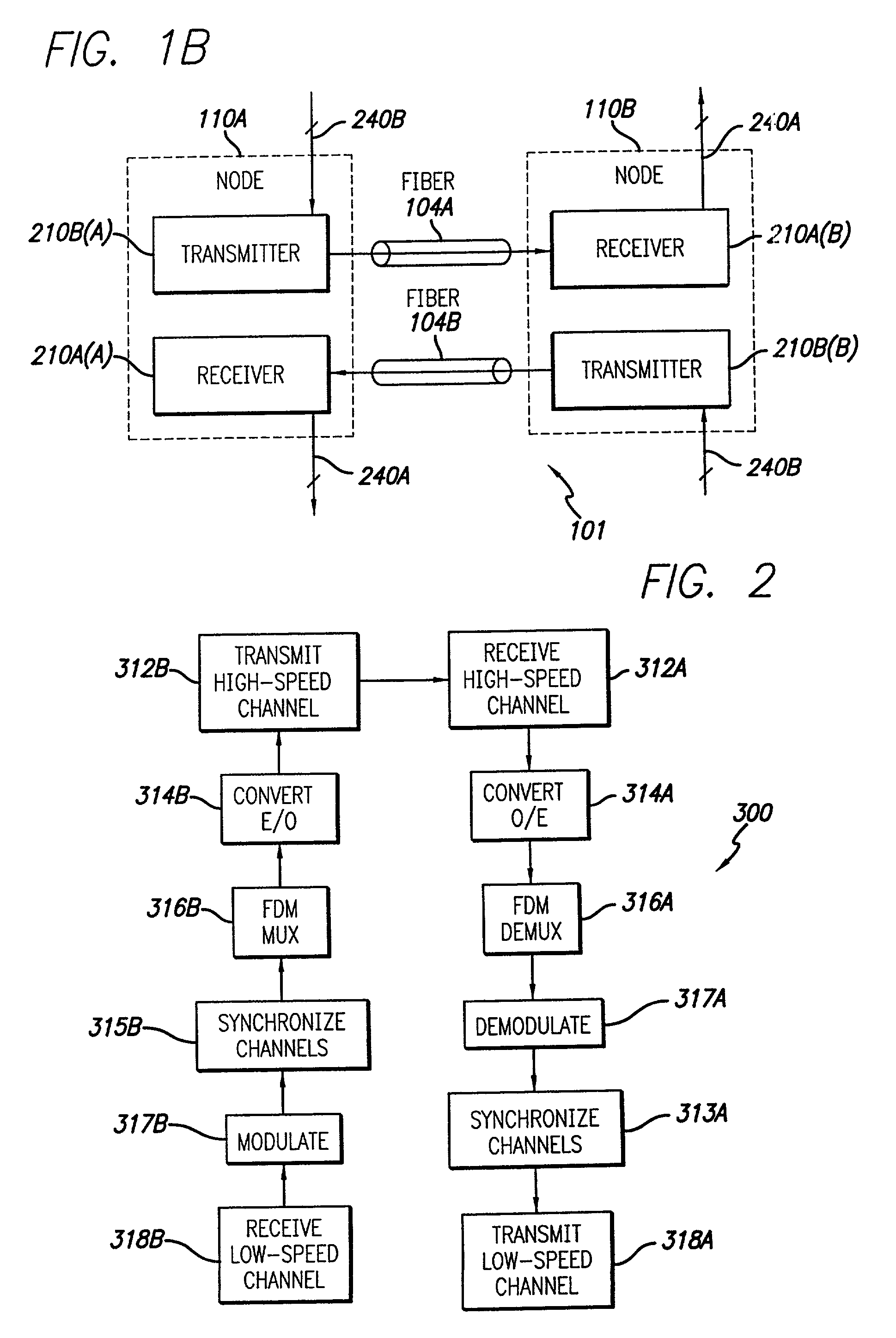 Through-timing of data transmitted across an optical communications system utilizing frequency division multiplexing