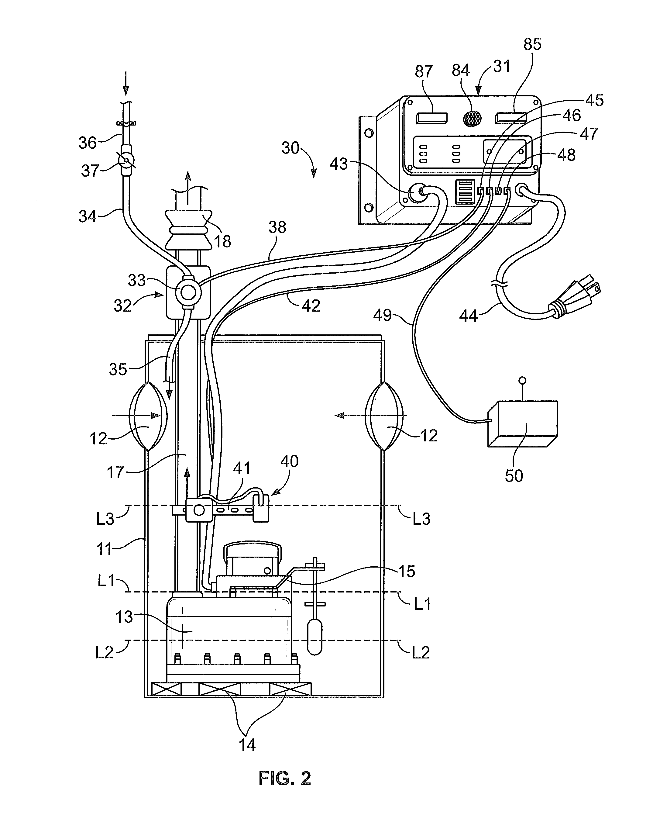 Battery-powered backup power system for a sump pump installation