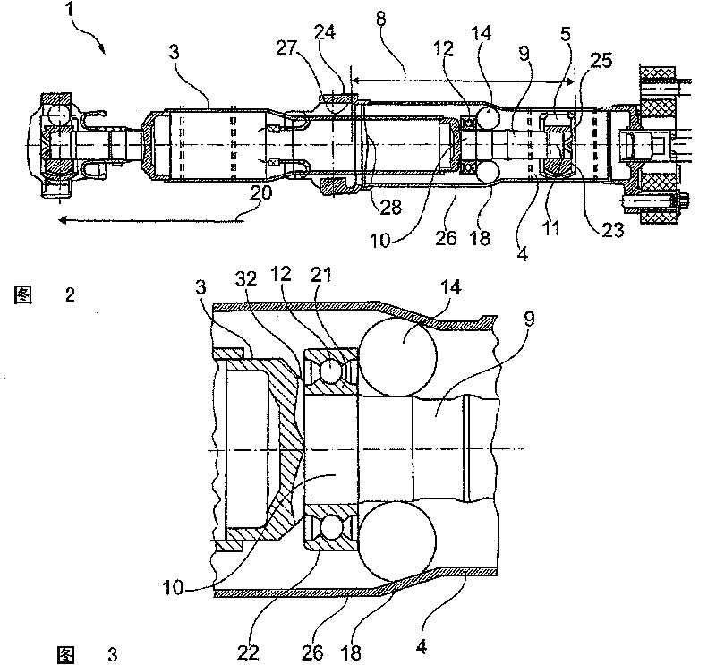 Longitudinal shaft assembly for a motor vehicle