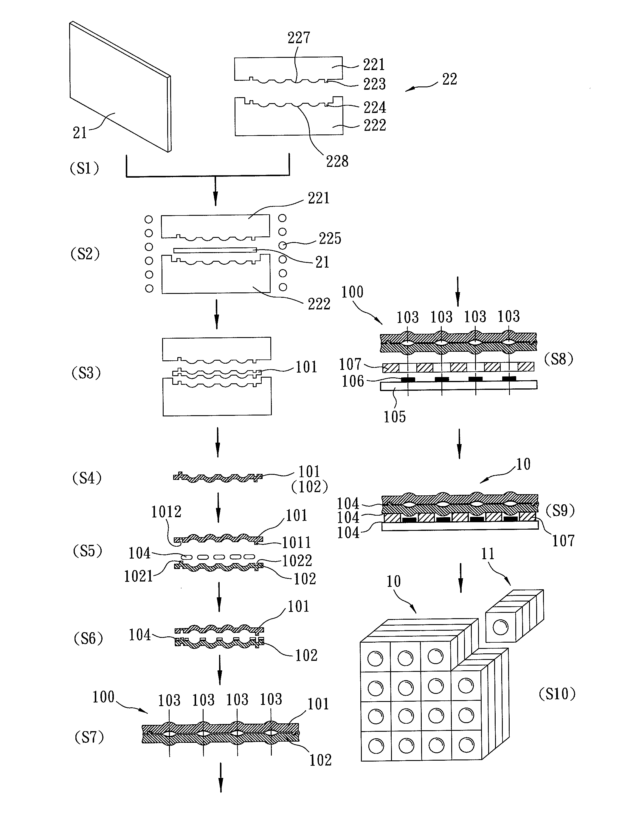 Rectangular stacked glass lens module with alignment member and manufacturing method thereof