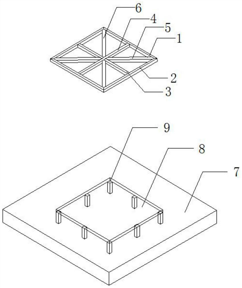 Concrete floor slab descending area slab surface shaping support construction method