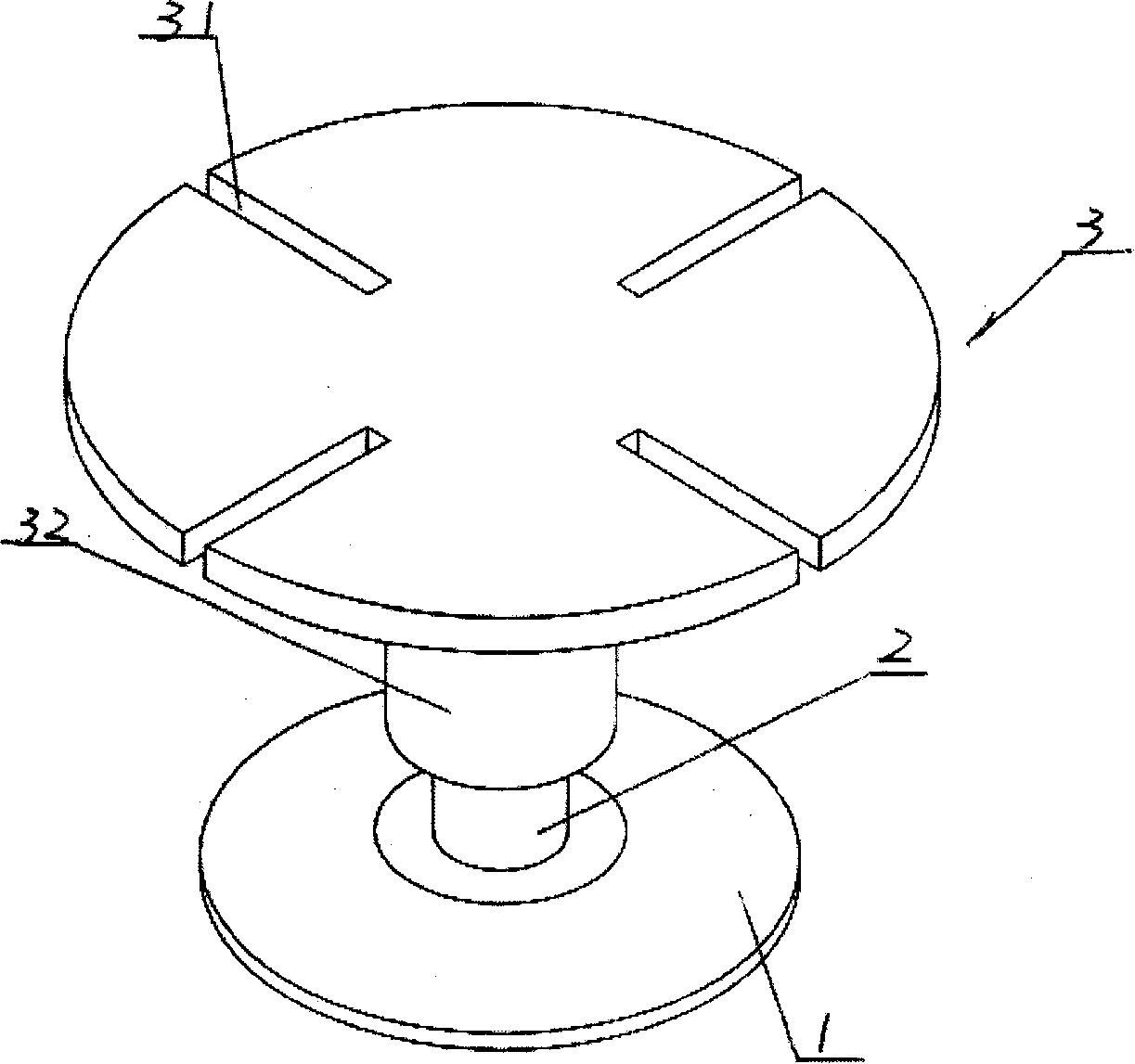 Rotating device for casting base pad
