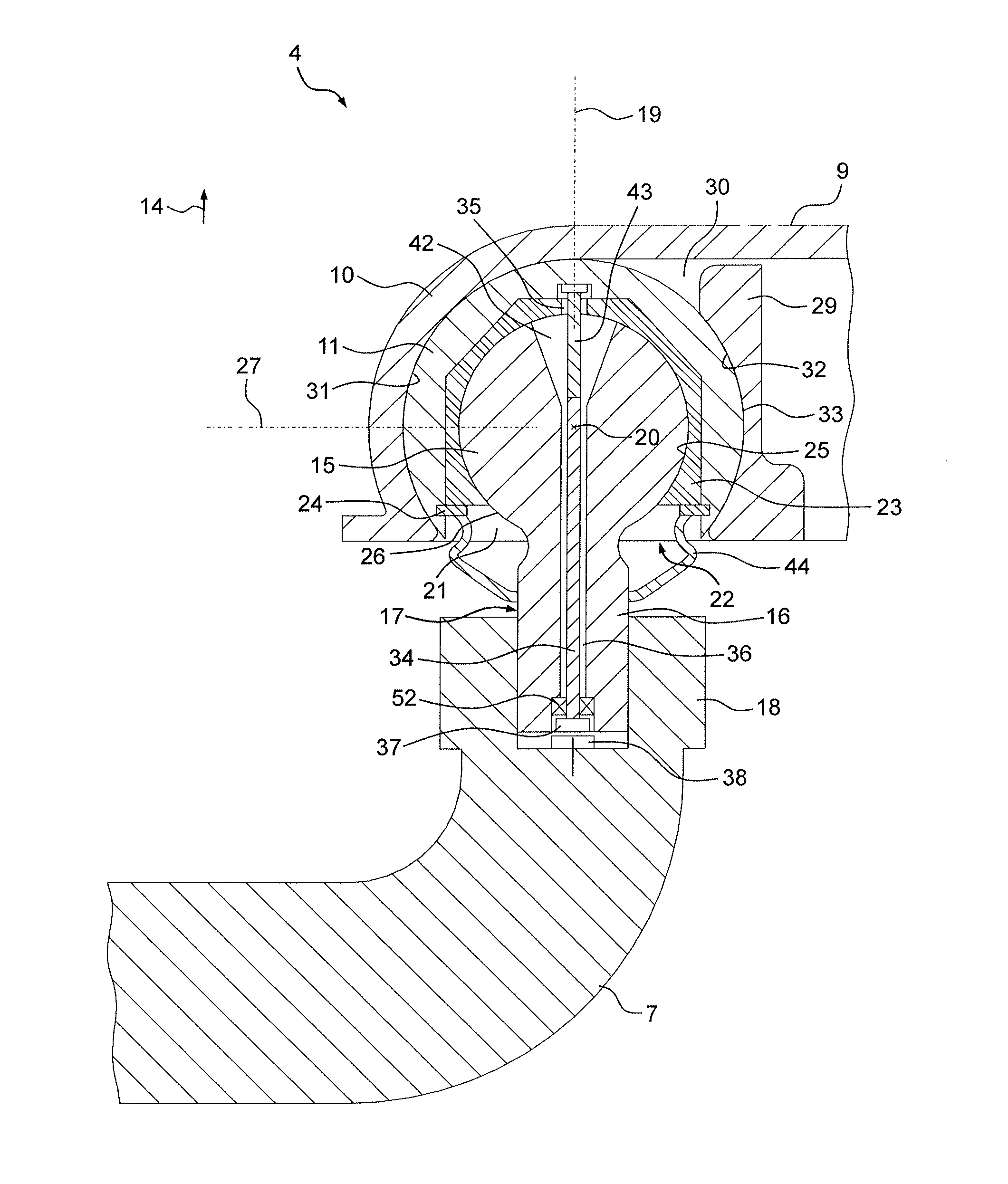 Trailer towing device for a tractor vehicle