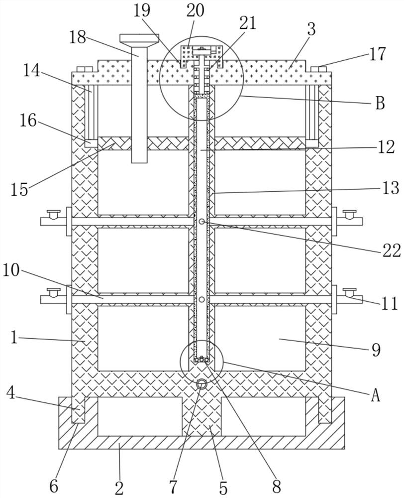 A storage bin for chemical raw materials