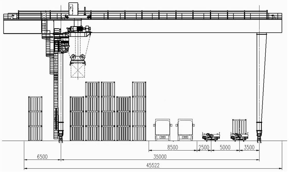 Railway container station transfer method and device
