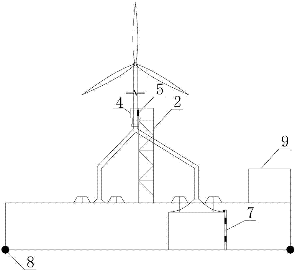 On-sea three-barrel foundation type wind-electricity overall machine installation ship and single-step construction method thereof
