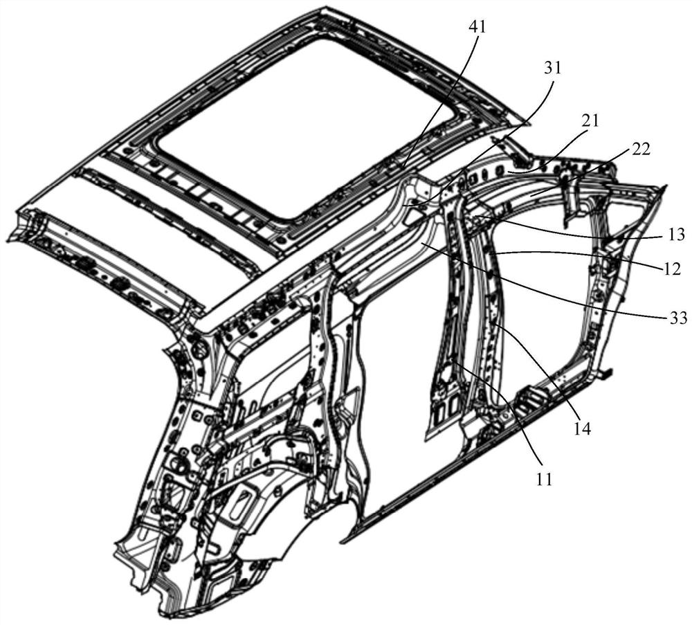 Automobile B column upper connector structure and automobile