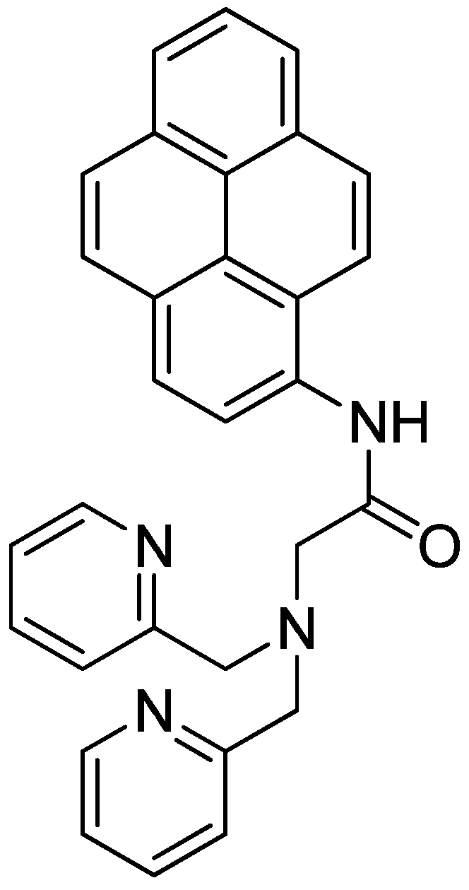 A kind of cadmium ion fluorescent probe based on pyrene exciplex and its preparation method and application