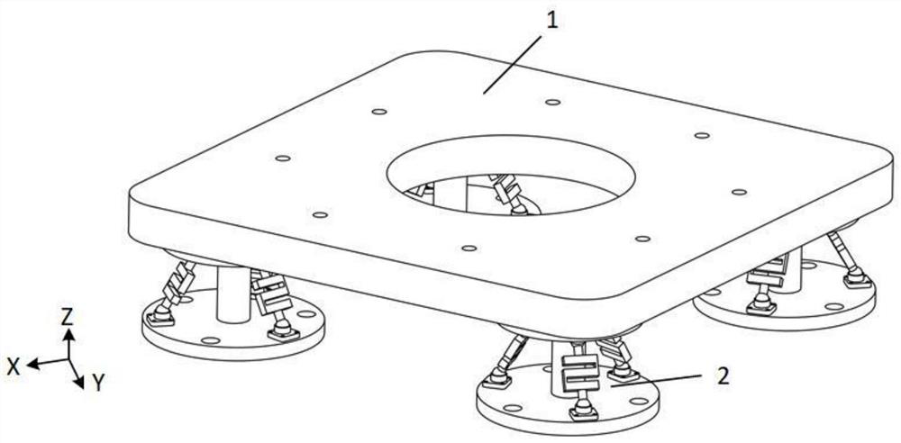 Two-force-rod measuring foot structure and moment measuring platform