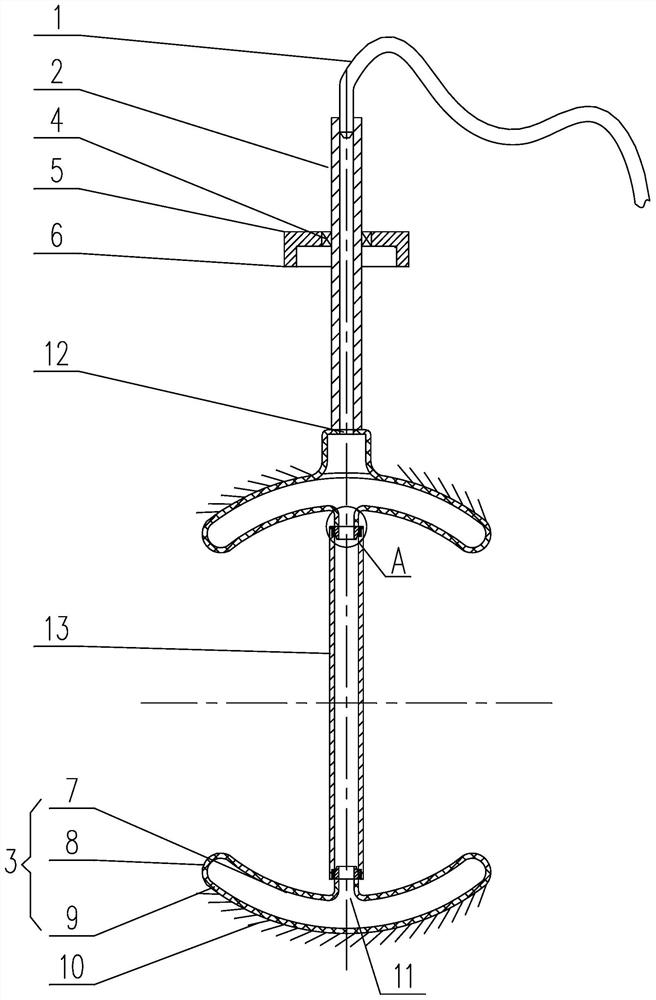 Method for brushing off attachments at flask bottom and flask openings of three-neck flask