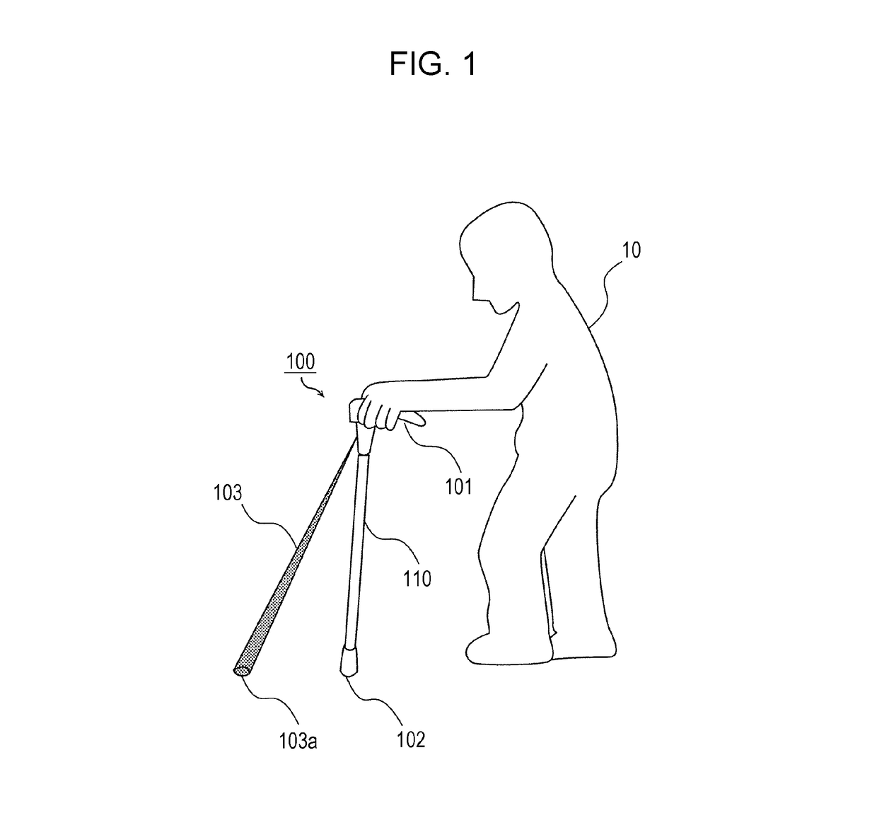 Walking stick and walking assistance device