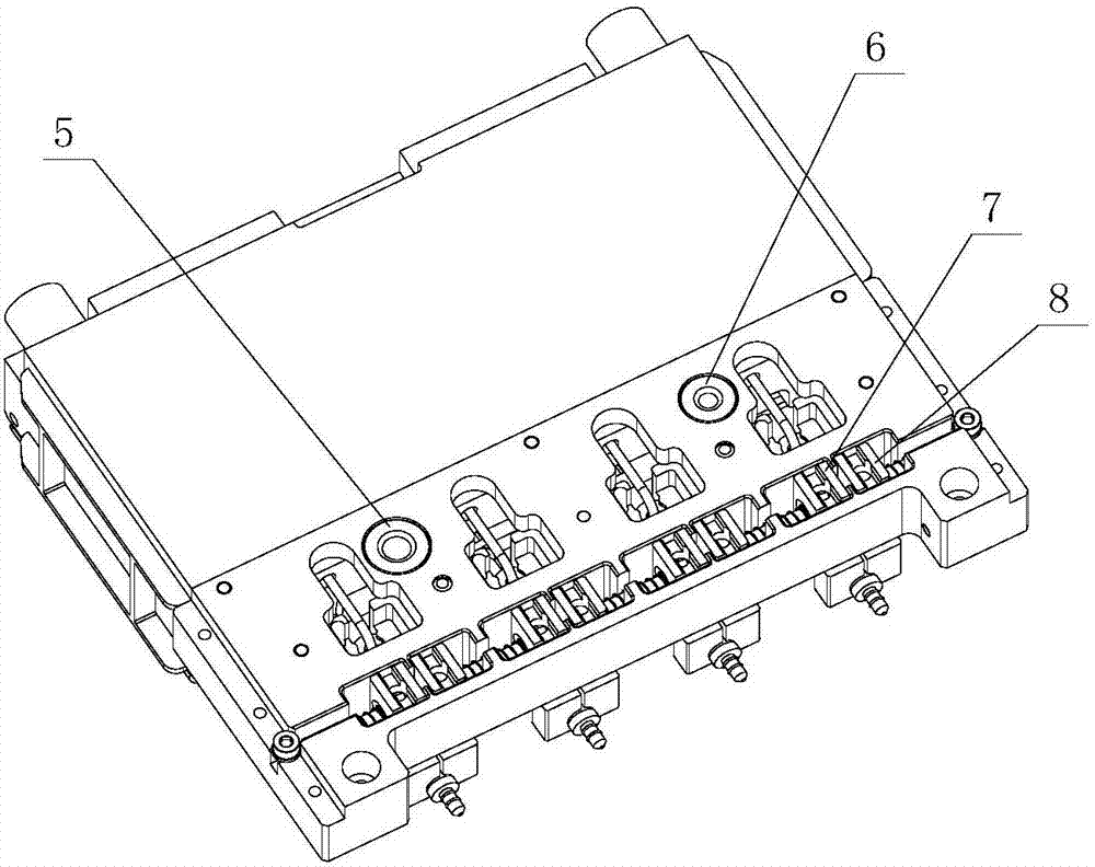 Clamping jaw opening product positioning mechanism