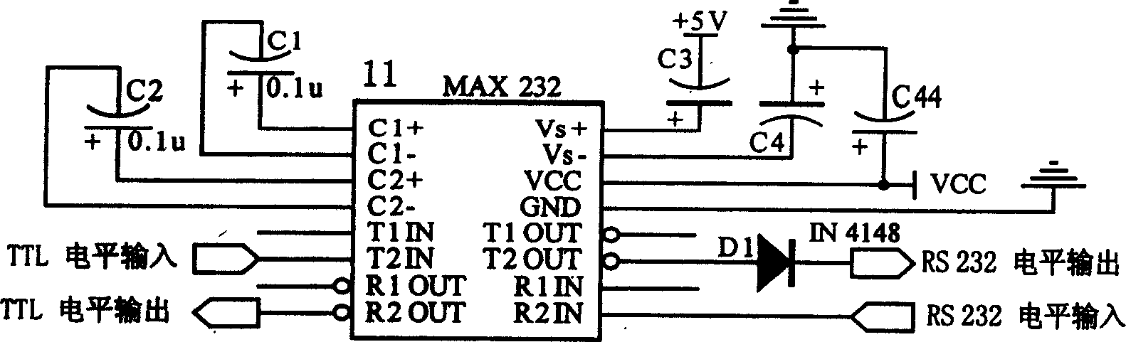 Multishaft motion control card based on RS-232 serial bus