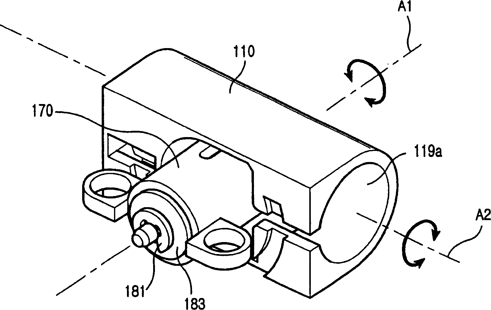 Rotary hinged module of portable radio terminal