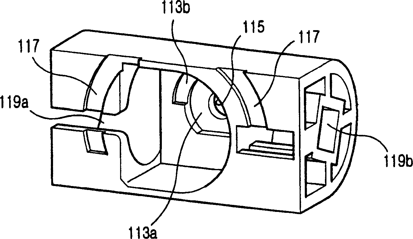 Rotary hinged module of portable radio terminal