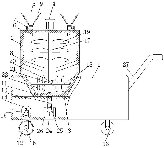 Improver mixing device for oil-tea camellia forest acid soil improvement