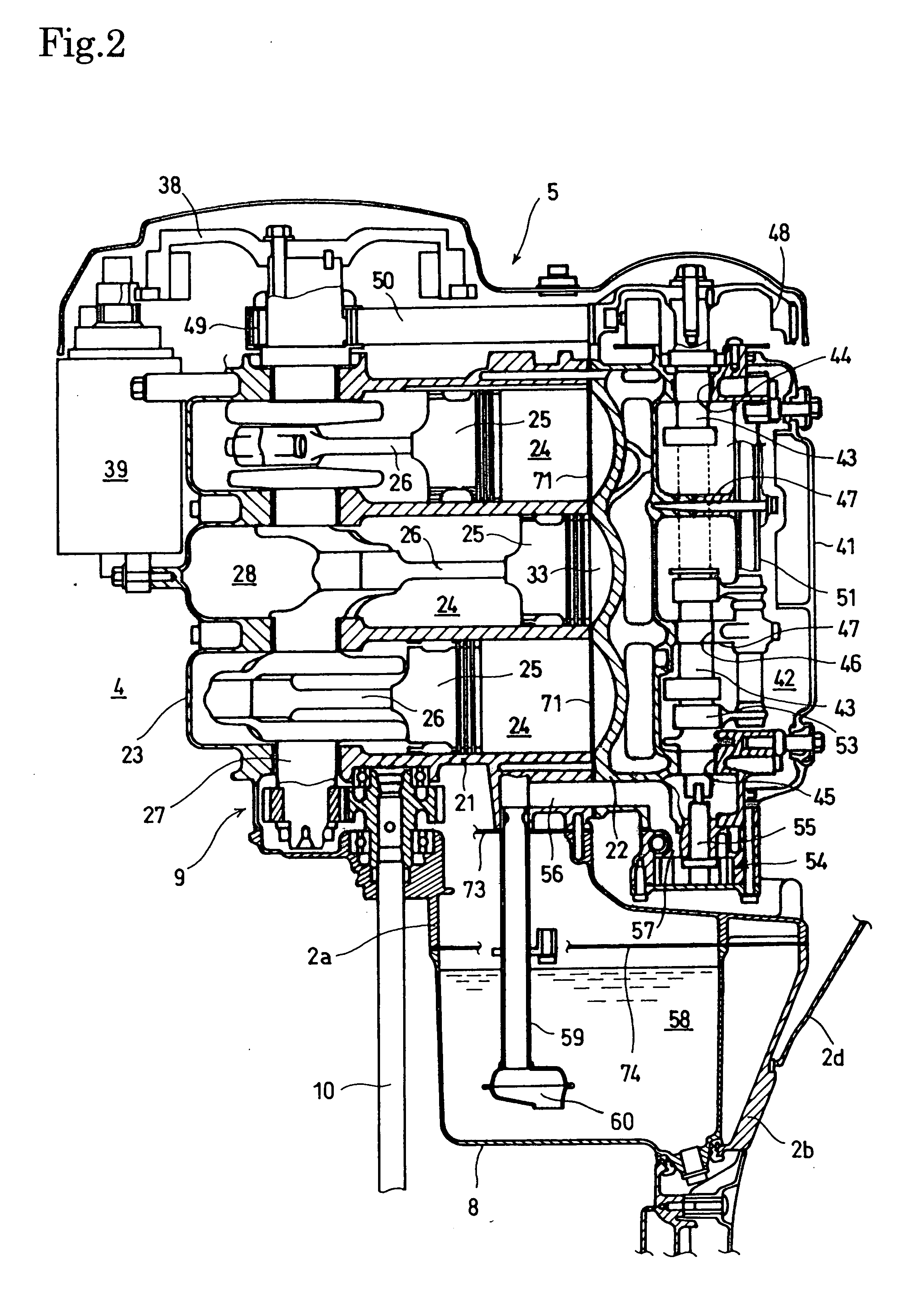 Gasket for water-cooled engine for outboard motor