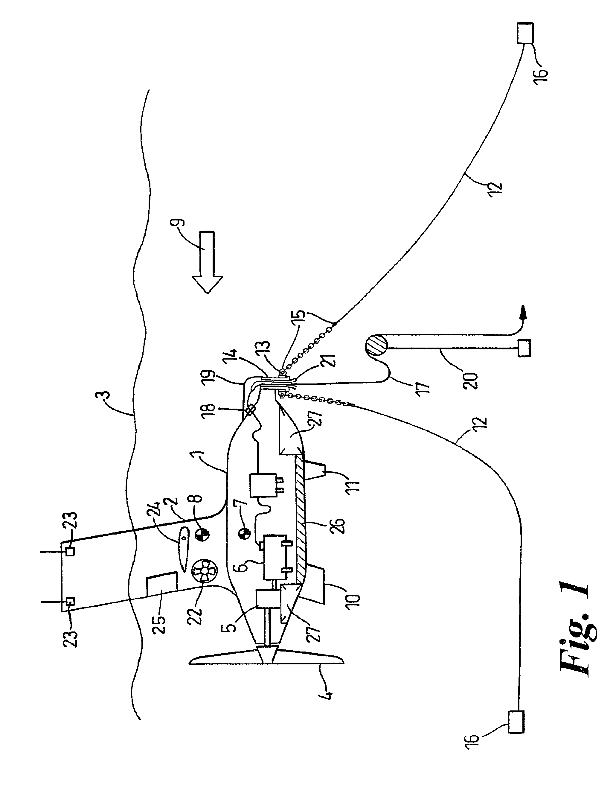 Floating apparatus for deploying in marine current for gaining energy