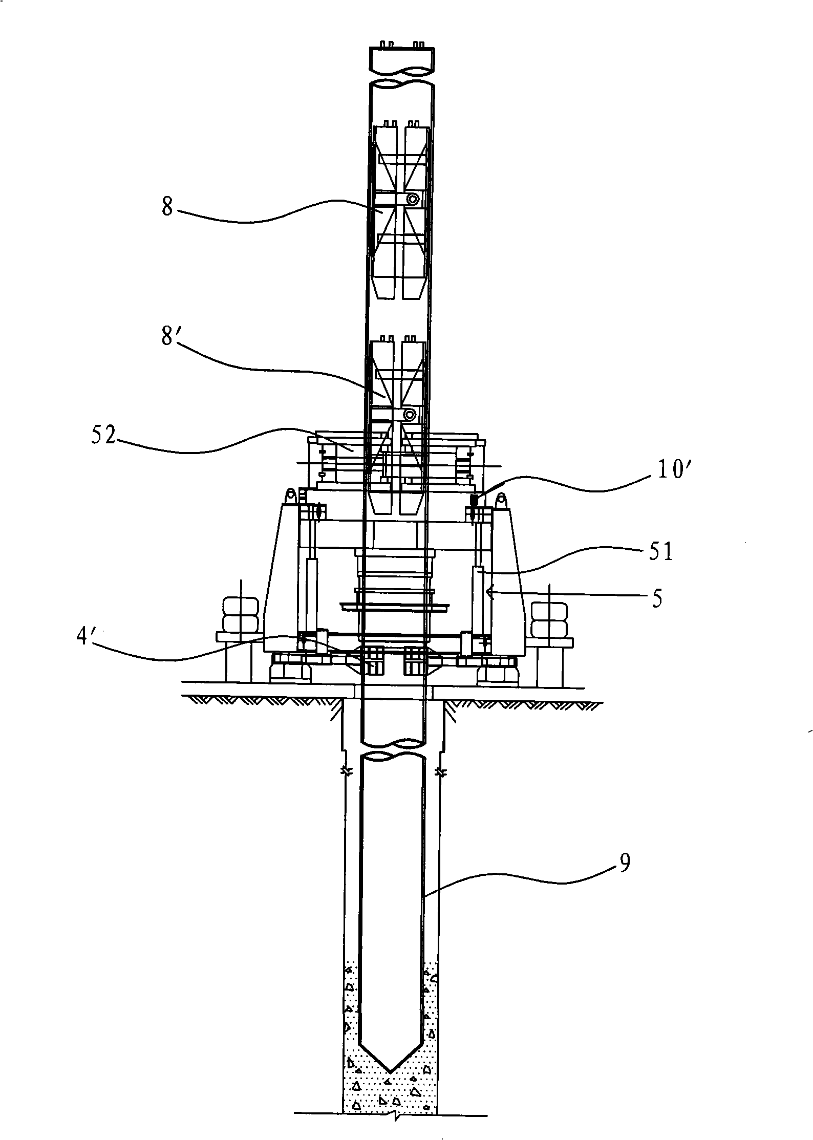 Hydraulic insert machine and connecting method of foundation pile and steel tube by employing hydraulic insert machine