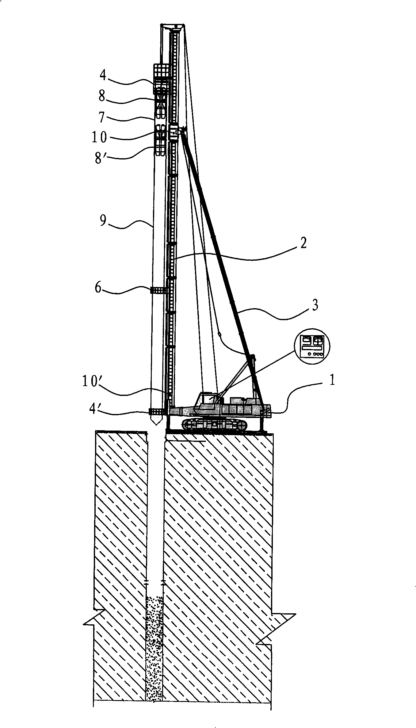 Hydraulic insert machine and connecting method of foundation pile and steel tube by employing hydraulic insert machine