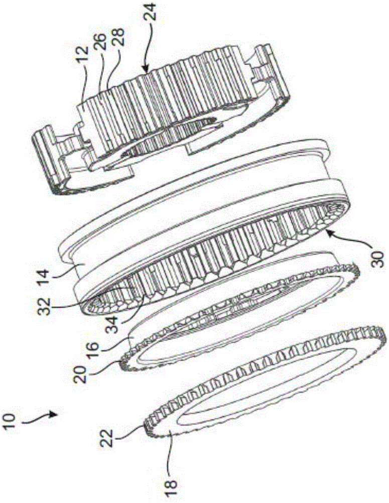 Hub, sliding sleeve and synchronous device, as well as method for producing hub and method for producing sliding sleeve