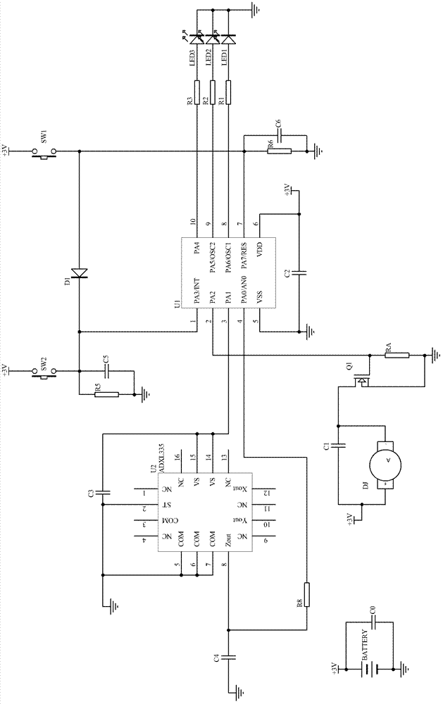 Posture vibration reminding circuit