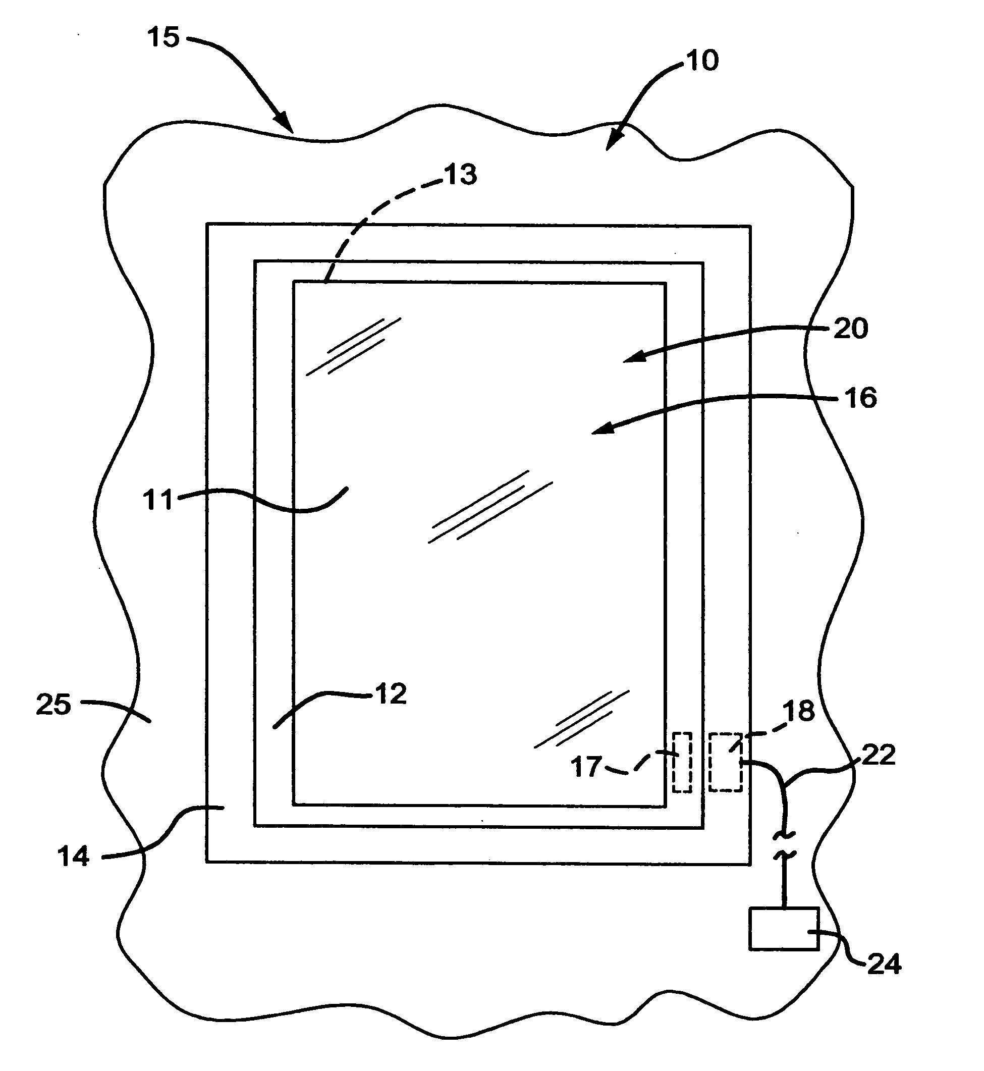 Wireless inductive coupling assembly for a heated glass panel