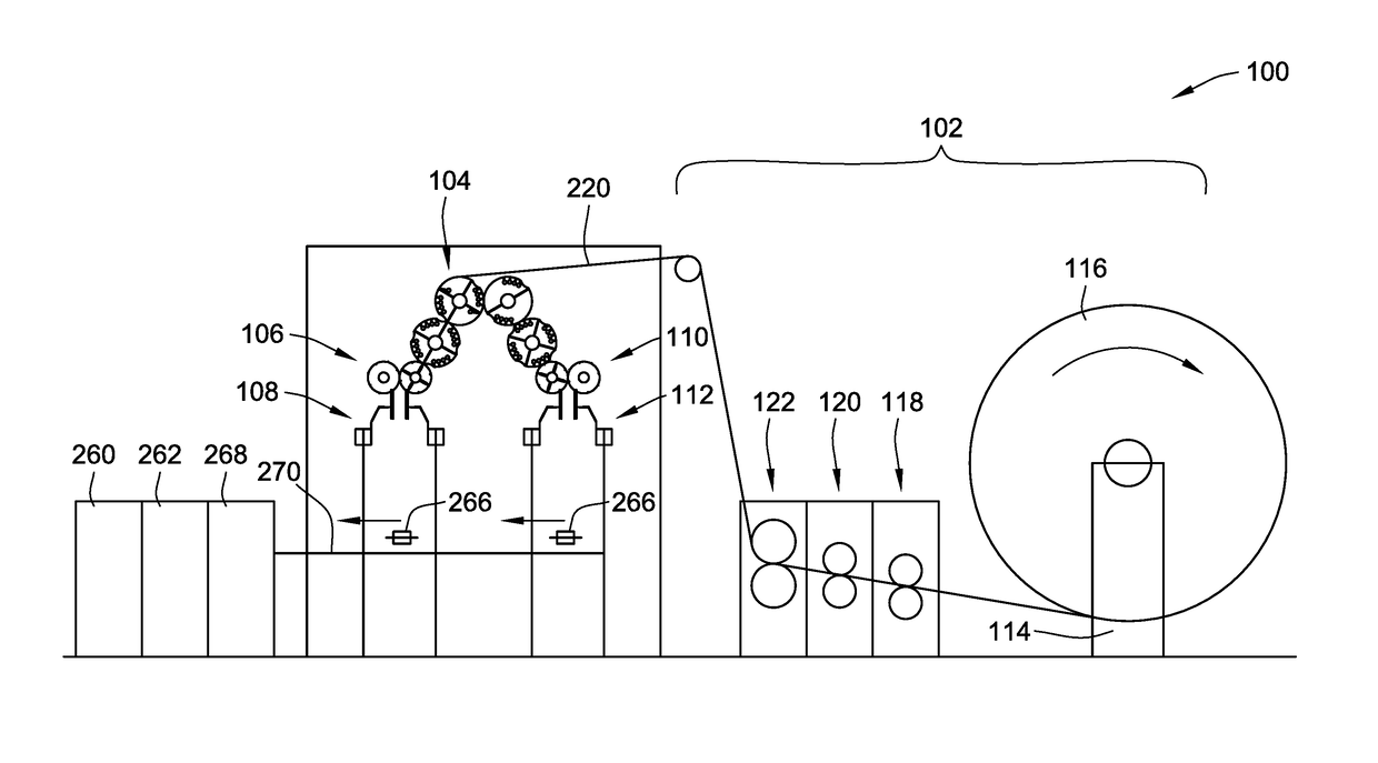 Web processing system with multiple folding arrangements fed by a single web handling arrangement