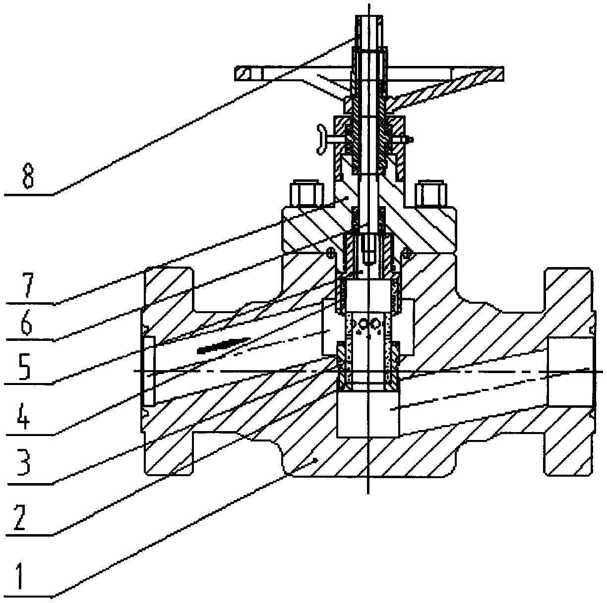 Choke manifold inclined hole cylinder valve core and valve seat adjustable throttle valve